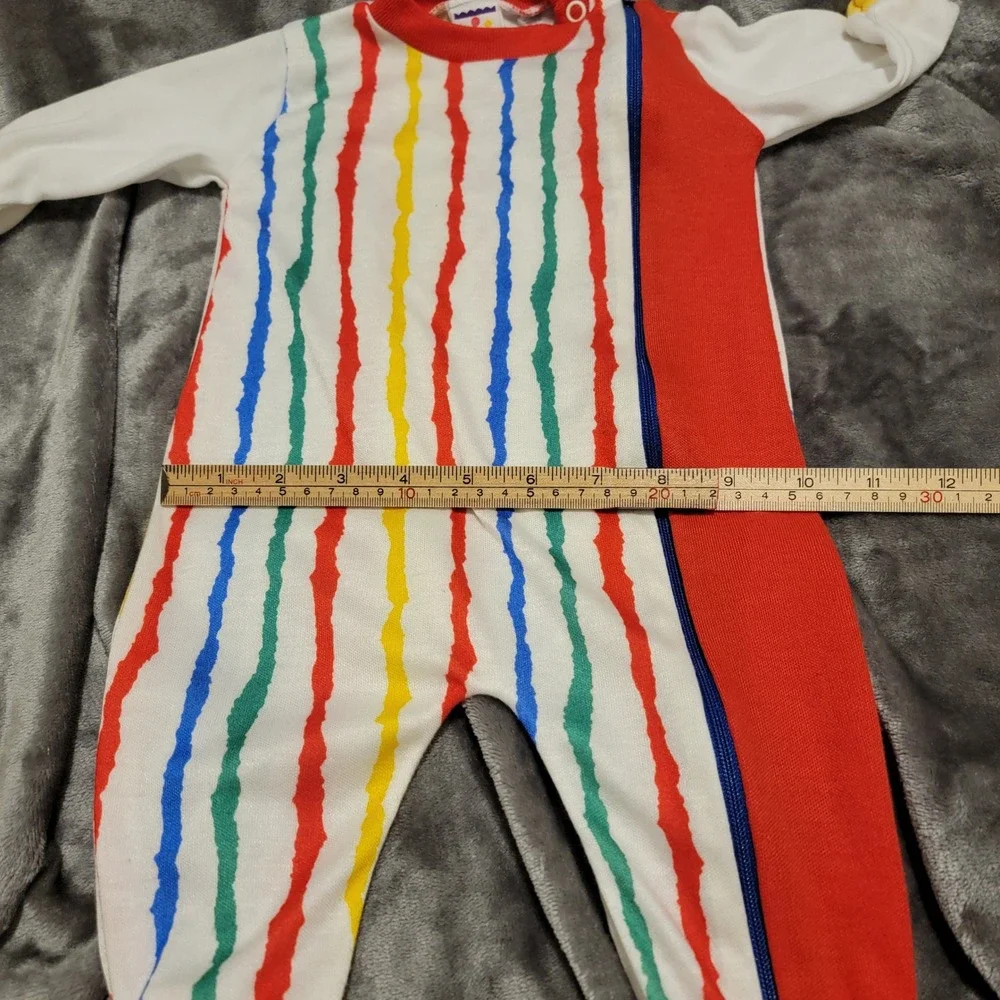 Vintage Circo Footed Sleeper Baby Medium White Colorful Excellent Striped Zip
